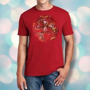 Disney Mickey Mouse Kaleidoscope Distressed Graphic Red Men's Tee Shirt Top M